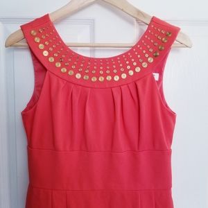 Trina Turk Orange with Gold Rivet Embellishments Dress Sz. 6